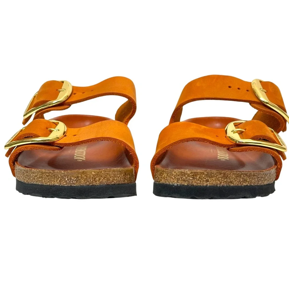 Birkenstock Sandals Arizona Big Buckle Nubuck Leather Burnt Orange 38 Boho Chic - Picture 3 of 10